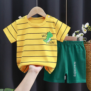 Tay Ngắn Phù Hợp Với Cotton Nguyên Chất Bé Gái Quần Áo Mùa Hè Bé Trai Áo Thun Hai Mảnh Bé Quần Áo Phiên Bản Hàn Quốc Trẻ Em Quần Áo Phong Cách Mới