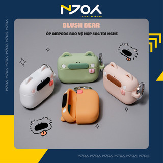 Ốp Silicon In Hình Gấu Dễ Thương Chống Sốc Kèm Móc Khóa Cho Tai Nghe Airpods Pro 2 3