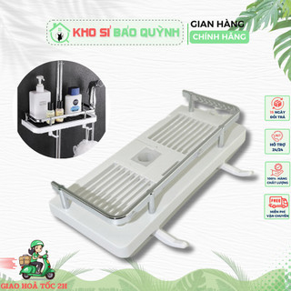  Kệ để đồ gắn cây vòi sen tắm 24mm vòi nước rửa bát chất liệu nhựa ABS không cần khoan đục kèm 2 móc treo tiện lợi 