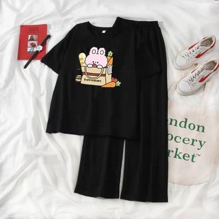 Sét áo phông Thỏ đi chợ + quần suông ống rộng, Đồ UNISEX mặc ở nhà và đi chơi, chất đẹp, mặc không xù - FANI DVGIT