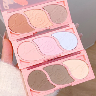 Makeup Xixi Three Colors Blusher Plate Contour Compact Highlight Integrated Natural Three-Dimensional Highlight Brightening Nose Shadow Shading Powder MMX1