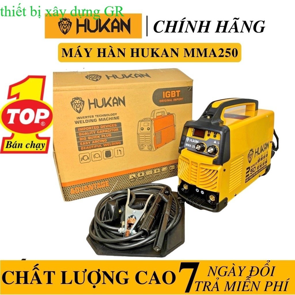 [Chính Hãng] Máy Hàn Que HUKAN MMA250 Công Suất 6.2KV Dòng Điện Ra 20-250A GR Máy xây dựng