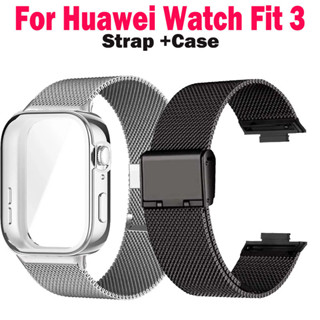  Dây đeo + Vỏ cho Huawei Fit 3 Dây đeo Milanese Huawei Watch Fit 3 Vỏ bảo vệ Huawei Fit 3 Dây đeo đồng hồ Bảo vệ màn hình 