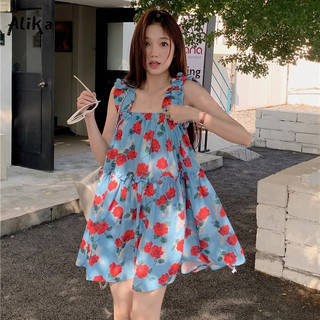 Váy nữ Alika tay bay và váy ngắn dáng rộng phong cách Hàn Quốc dễ thương dành cho sinh viên