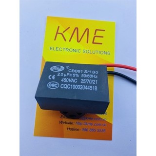 Tụ quạt 2uf 450v dây senju cbb61