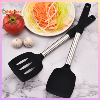Aislerbee 2 Chiếc Thìa Nấu Ăn Chịu Nhiệt Ergonomic Grip Silicone Thìa Bộ Dụng Cụ Nhà Bếp Chống Dính Cho Gia Đình