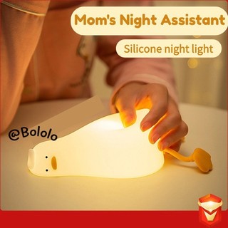 Bololo vịt nằm đèn ngủ nhỏ không khí đèn sạc đèn ngủ silicon đèn ngủ nhỏ đèn ngủ