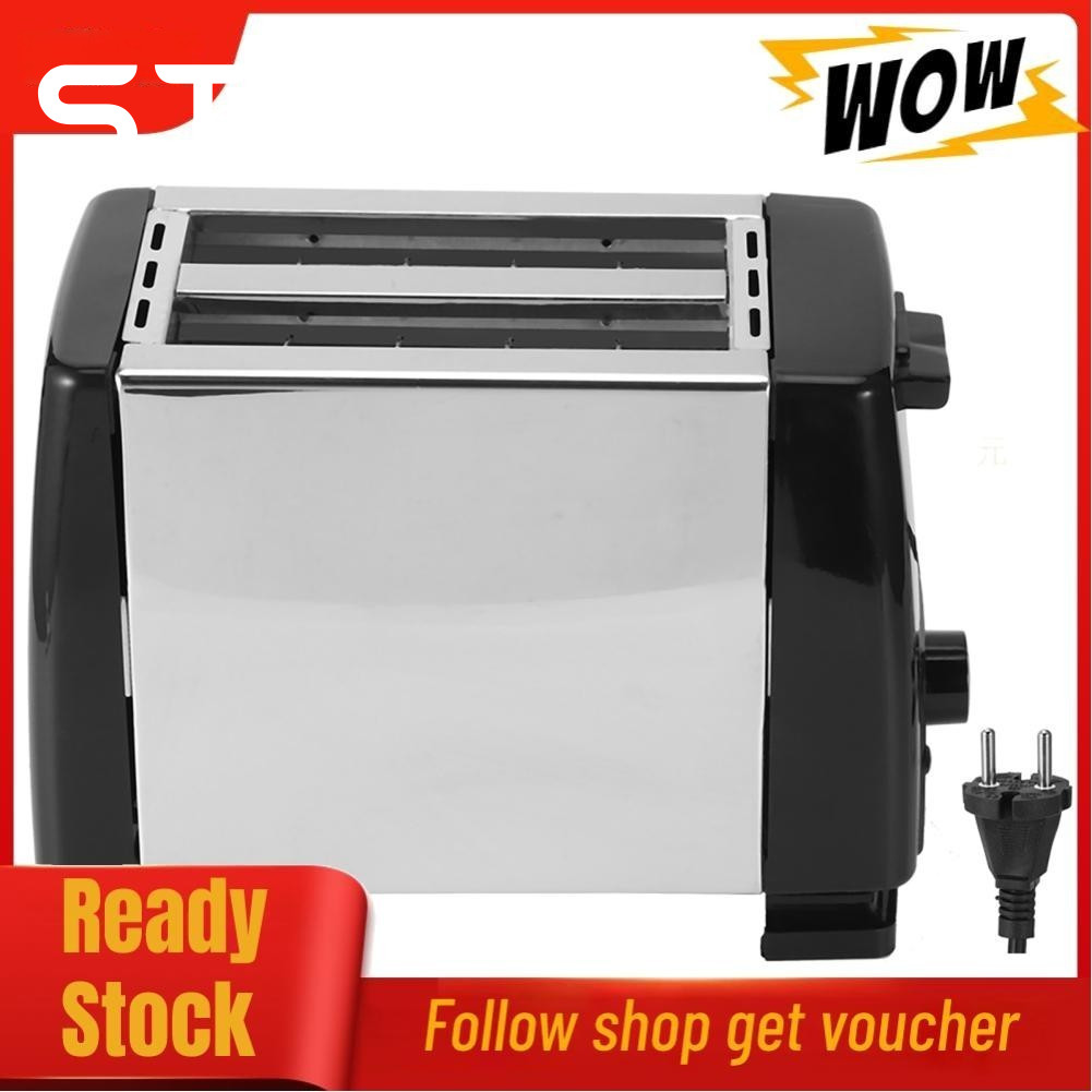 Allinit 650-850W Automatic Bread Toaster Baking Breakfast Machine Stainless Steel 2 Cooking EU Plug 220 - 240V