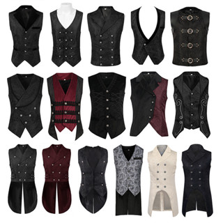 Quần Áo Nam Mới Thời Trung Cổ Retro Gothic Dài Áo Vest Trang Phục Halloween