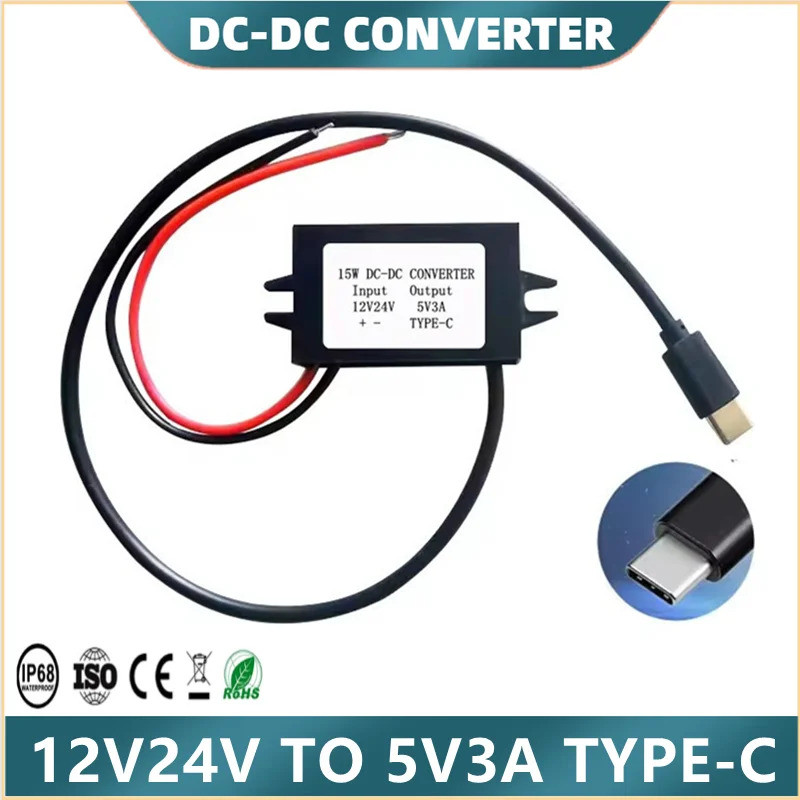 DC 12V / 24V sang 5V 3A 15W Bộ chuyển đổi bước xuống Type-C Buck Module Power Adapter Tương thích vớ