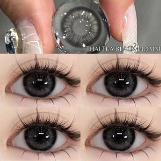 [0.00--6.00] UYAAI 1 cặp kính áp tròng màu đen Trà Thái Ống kính đen 14,5mm một năm 0,00---6,00 độ