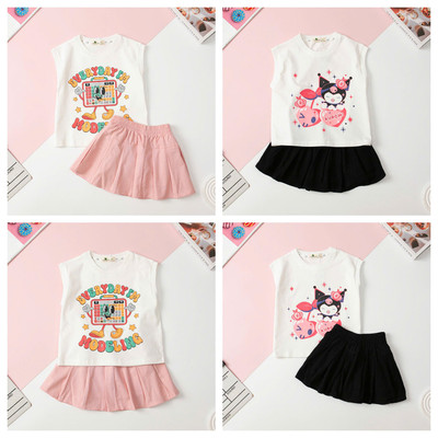 Bộ quần áo LITIBABY Bé gái áo phông chân váy xếp ly kuromi size 4 đến 12 tuổi