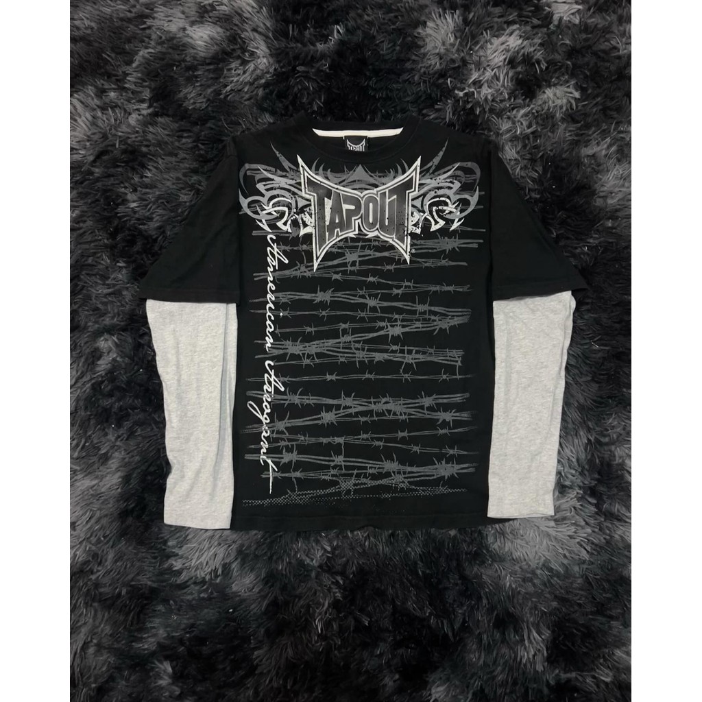 Mỹ Mới In Đồ Họa Nữ Dài Tay Áo Retro Phố Hip Hop Thời Trang Cặp Đôi TAPOUT 2000 Áo