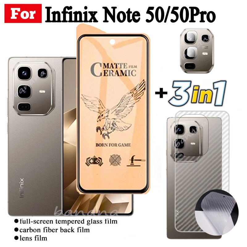 Kính cường lực gốm 3 TRONG 1 Infinix Note 50 Pro 4G cho Infinix Note50 Note 50 Pro + Kính bảo vệ màn