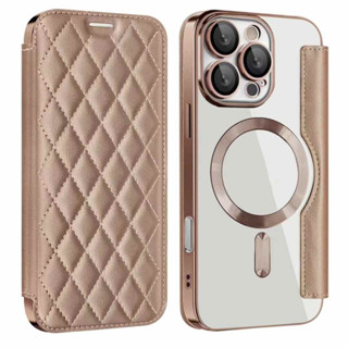 Ốp lưng iphone Vỏ kẻ sọc mềm mại chất lượng cao 16 Series cho IPhone 16 15 14 Plus 13 12 11 Pro Max Vỏ bọc lật từ tính mạ điện Vỏ da có hộp đựng thẻ trong suốt chống rơi