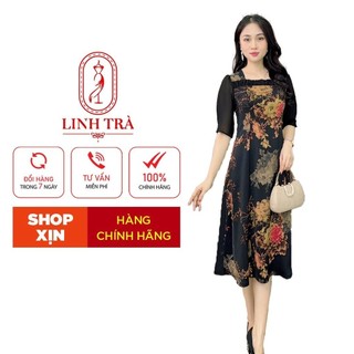 Đầm Đi Tiệc Trung Niên [ Linh Trà ] (TM 1971) Bigsize Cao Cấp Màu Sắc Trẻ Trung Tươi Sáng Họa Tiết Sang Trọng Đi Chơi