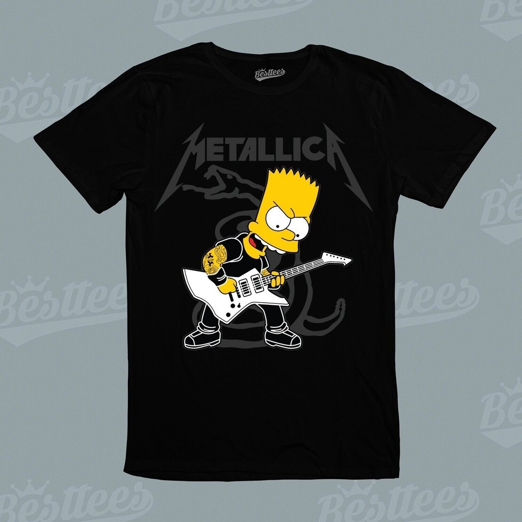 The Simpsons Bart Heavy Metal Rock Band Music Heavy Metal Metallica Tee Áo thun