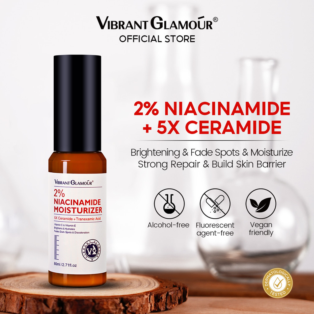 VIBRANT GLAMOUR Tinh Chất 2% Niacinamide 5X Ceramide Dưỡng Ẩm Làm Sáng Da Khô Làm Mờ Vết Thâm Tàn Nhang 80ml