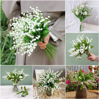 Cành hoa lan chuông- linh lam giả -cành 37cm-3 nhánh