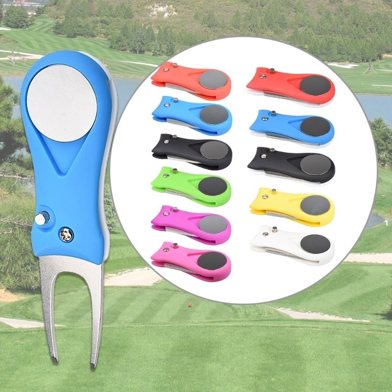 Zuo Golf Divot Tool Pitch Grooves Cleaner Golf Pitchforks Có Thể Gập Lại Đưa Nĩa Xanh