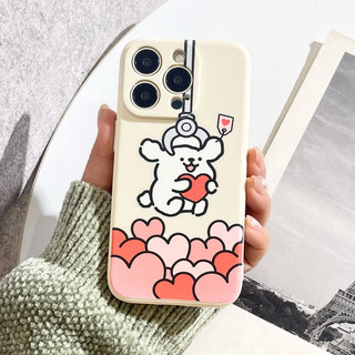 Ốp Lưng Silicon Màu Bảo Vệ Camera Couple Rabbit - Nền Trắng - E165