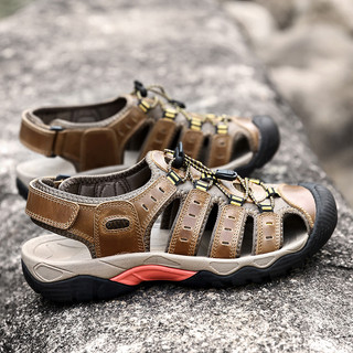 38-48 Dép Sandal Size Lớn Leo Núi Thể Thao Chống Mài Mòn Da Thật Chính Hãng
