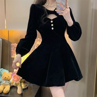 Váy nhung sang trọng mùa xuân thu châu Âu