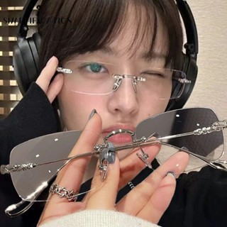 1 PC Thời Trang Màu Vàng Không Viền Nhỏ Vuông Khung Kính Nam Nữ Kim Loại Ánh Sáng Mỏng Kính Mắt Vintage Đơn Giản Kính Mắt