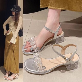 Giày Sandal Cao Cấp Gót Chunky kiểu Pháp
