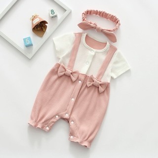 Body đùi kèm băng đô cho bé gái Bodysuit áo liền quần cho bé sơ sinh Bộ liền thân 2 DÂY NƠ SLH226