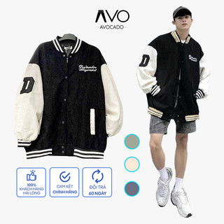 Áo khoác BOMBER Nam Nữ Unisex Họa Tiết Thêu Chất Nhung tăm Avocado, , Áo Khoác Nỉ Hoodie Nam Nữ mùa thu đông đẹp