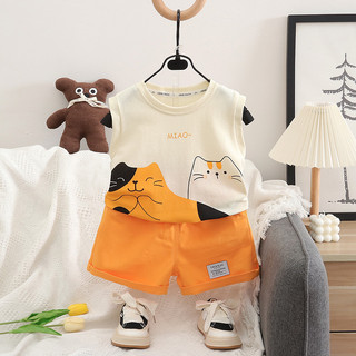 Trẻ Em Bé Trai Áo Vest + Quần Short Bộ Quần Áo 2 Món In Hoạt Hình Mùa Hè Bé Gái Cotton Thể Thao Quần Áo Thường Ngày Phù Hợp Với
