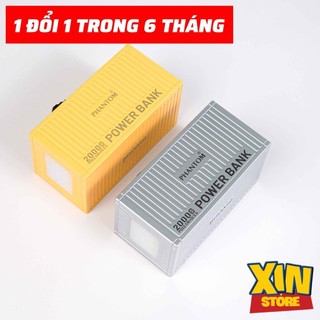 Pin dự phòng container phantom p25 20.000mah,sạc nhanh 22.5w, 2 cổng, có đèn led, màu đen, bảo hành 1 đổi 1.