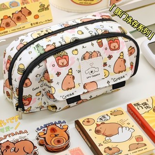 Hoạt Hình Dễ Thương Capybara Canvas Hộp Đựng Bút Chì Dung Tích Lớn Túi Đựng Mỹ Phẩm Văn Phòng Phẩm Bảo Quản Bé Gái Bé Trai Đồ Dùng Học Tập