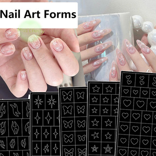 Hallow Star Heart Butterfly Nail Forms Fringe Tip Guides Sticker DIY Nail Art Tips Sticker Stencil Strips Dụng cụ làm móng tay Salon