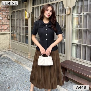 Áo kiểu nữ cổ nơ chít eo tay phồng bemine a448