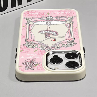 Ốp Điện Thoại Họa Tiết Cô Gái Ballet Màu Hồng Sáng Tạo Tương Thích Cho IPhone 11 14 15 12 13 Pro MAX XR X XS MAX 15Plus Se2020 7 / 8 Plus Lỗ Lớn Khung Mạ Điện Sang Trọng Vỏ Mềm