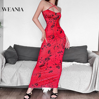 Váy dài in họa tiết cổ điển gợi cảm dành cho nữ WEANIA