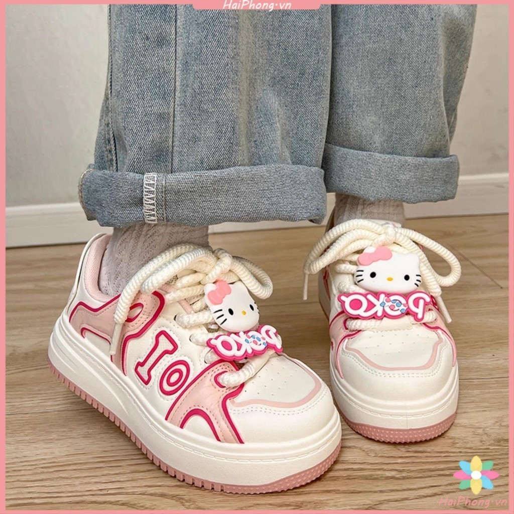 Phong Cách Mới Bánh Mì Giày Nữ kitty Dễ Thương Giày Thể Thao Hoạt Hình Phiên Bản Hàn Quốc Giày Trắng Chống Trơn Trượt