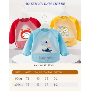 Áo yếm ăn dặm dài tay, tạp dề cho bé có máng cao cấp, dễ dàng vệ sinh, yếm ăn dặm, đồ dùng ăn dặm