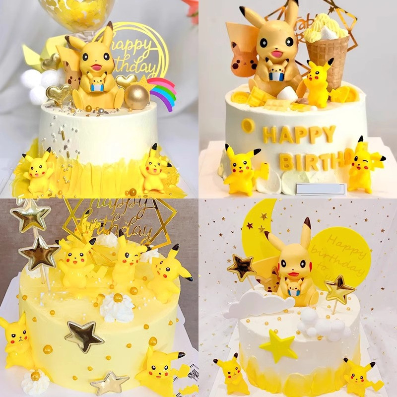 Pikachu bánh sinh nhật trang trí đồ trang trí Pikachu đồ chơi trẻ em phích cắm nướng bánh