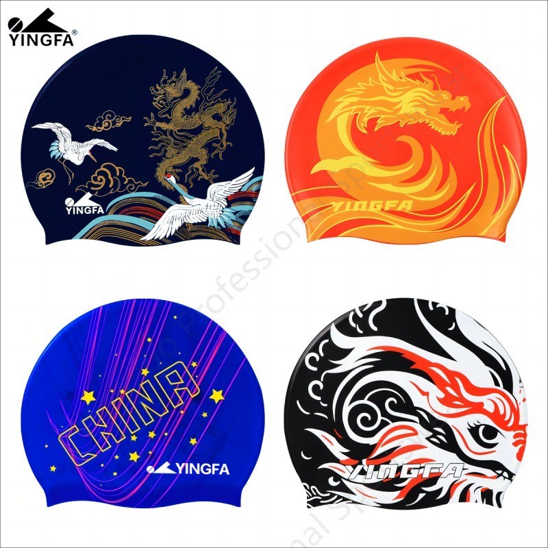 Mũ bơi silicon in hình, Mũ bơi đa năng có độ bền cao, Mũ thể thao dưới nước chuyên nghiệp Thích hợp cho nam và nữ có mái tóc từ trung bình đến dài