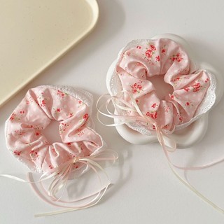 Mùa Hè Tươi Hồng Hoa Ren Scrunchy Tóc Phong Cách Hàn Quốc Ngọt Ngào Cô Gái Tóc Đuôi Ngựa Dây Trang Sức Phụ Kiện Tóc