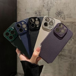 Galss Ống Kính Máy Ảnh Vỏ Phim Vỏ Vải Lanchee Da Điện Thoại Cho iPhone 11 12 13 14 15 Pro Max Ốp Lưng Bảo Vệ Chống Sốc