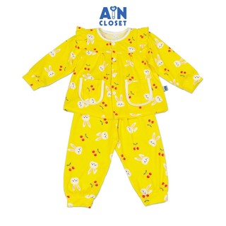 Bộ quần áo Dài bé gái họa tiết Thỏ Cherry Vàng Thun cotton - AICDBGPEARCB - AIN Closet