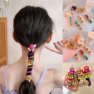 Y&X Cột tóc dạng lò xo xoắn tạo kiểu đuôi ngựa màu cầu vồng/Dây buộc tóc lò xo cho bé