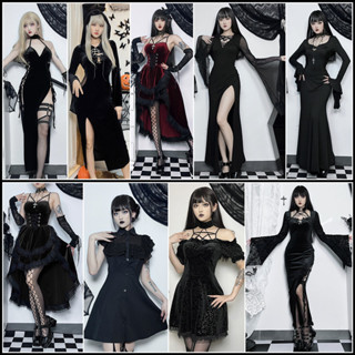 Halloween Cosplay Retro Gothic Mông Âu Mỹ Váy Gợi Cảm Nữ Hoàng Tối Ma Cà Rồng Trang Phục Phù Thủy