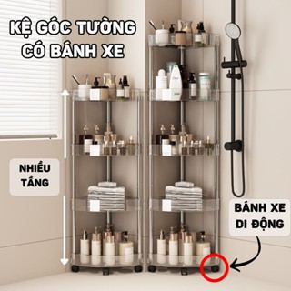 Kệ Góc Nhà Tắm 2/3/4 Tầng Có Bánh Xe Di Chuyển Linh Hoạt, Kệ Nhà Tắm Có Bánh Xe Để Đồ Nhà Tắm Thoát Nước Azstore