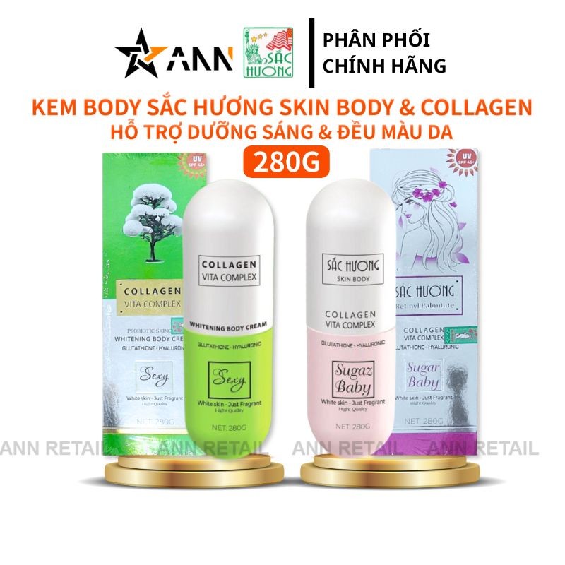 Kem Body Sắc Hương Skin Body Sugaz Baby 280ml & Collagen Vita Complex Sexy 280ml [Chính Hãng]