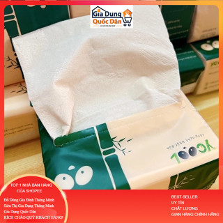 Thùng 30 gói Giấy ăn gấu trúc khăn giấy tre YCOOL 300 tờ 4 lớp 100% sợi tre đa năng ND1